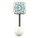 Turquoise Sea Shell Square Ceramic Wall Hook in Antique Fitting 